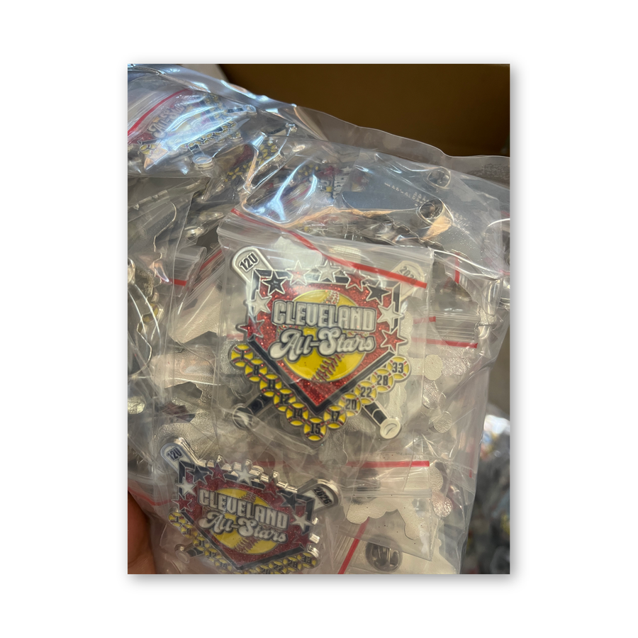 Cleveland All-Stars pin, 2 inch, soft enamel, 1 glitter colour