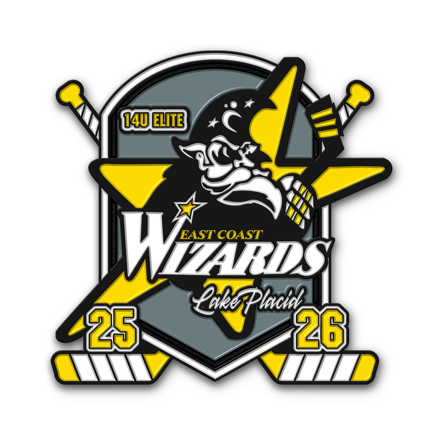 Proof art: East Coast Wizards 14U Elite pin, 1.5 inch, soft enamel