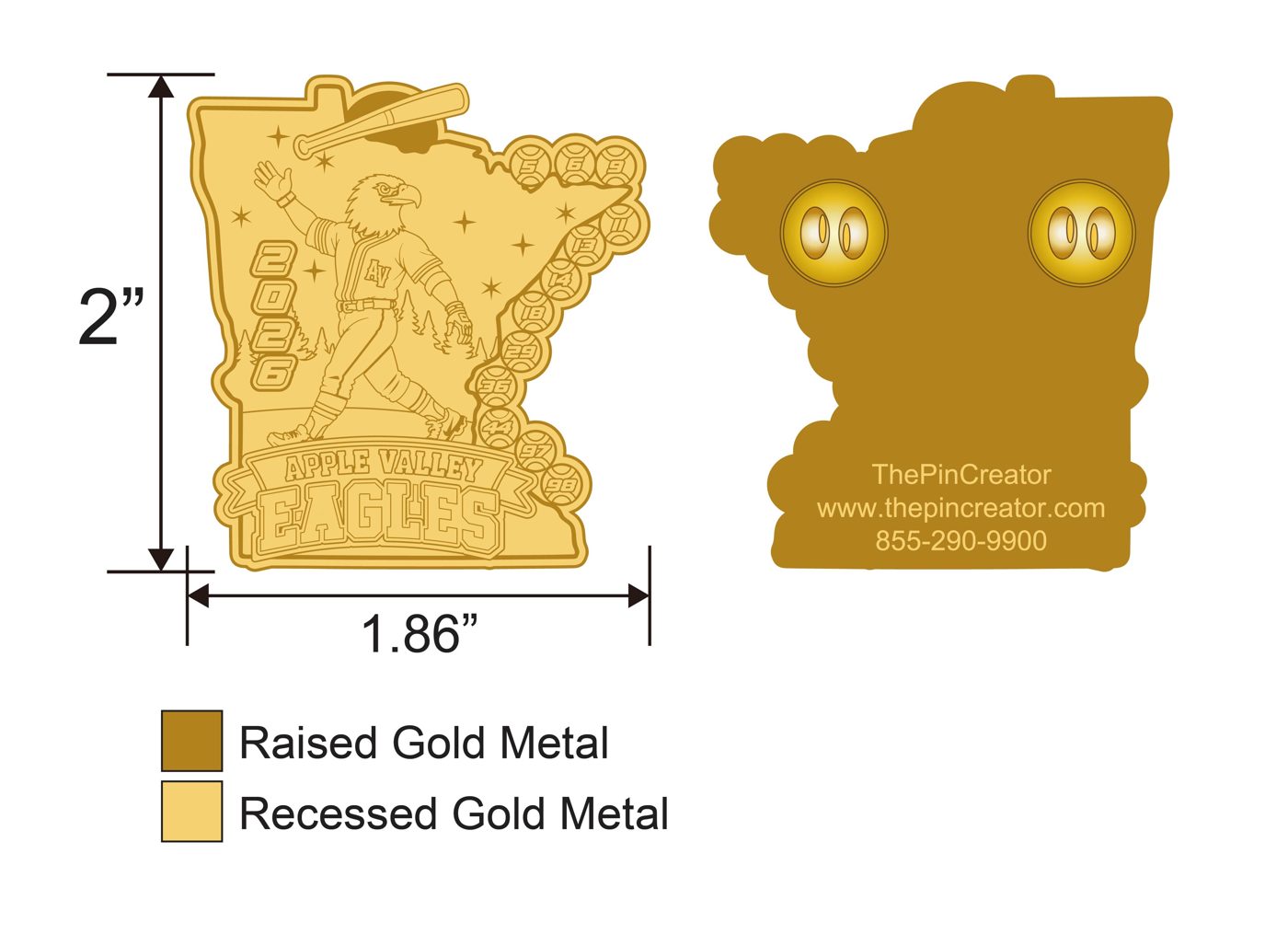 2.0 inch custom baseball trading pin, final artwork, for an Antelope Valley, CA team — The Pin Creator