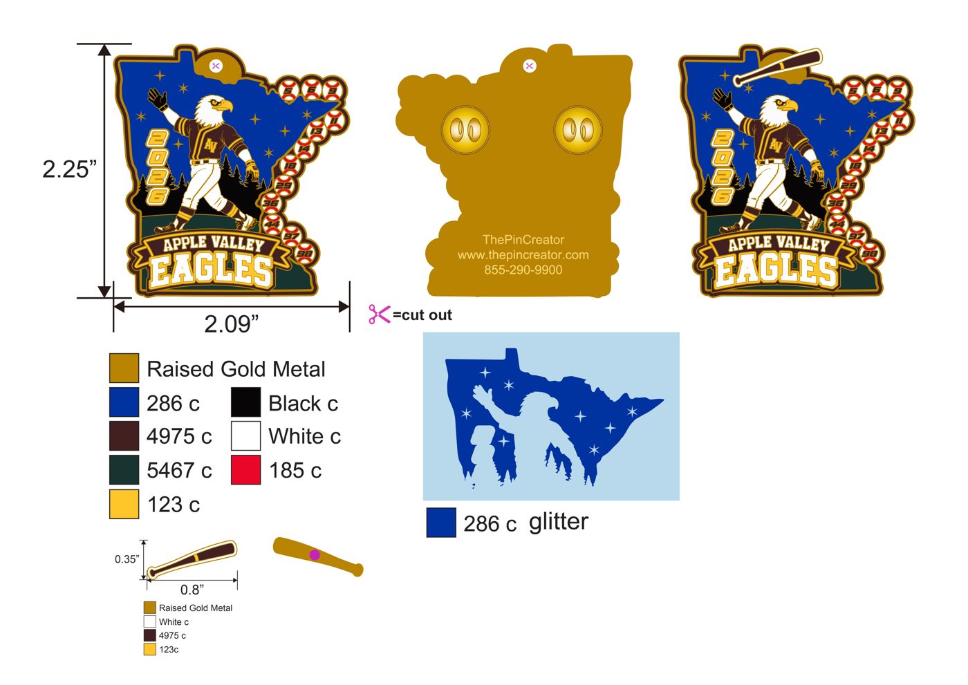 2.0 inch custom baseball trading pin, final artwork, for an Antelope Valley, CA team — The Pin Creator