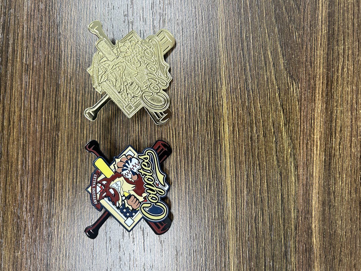 2.0 inch custom baseball trading pin, finished pin, for an Antelope Valley, CA team — The Pin Creator