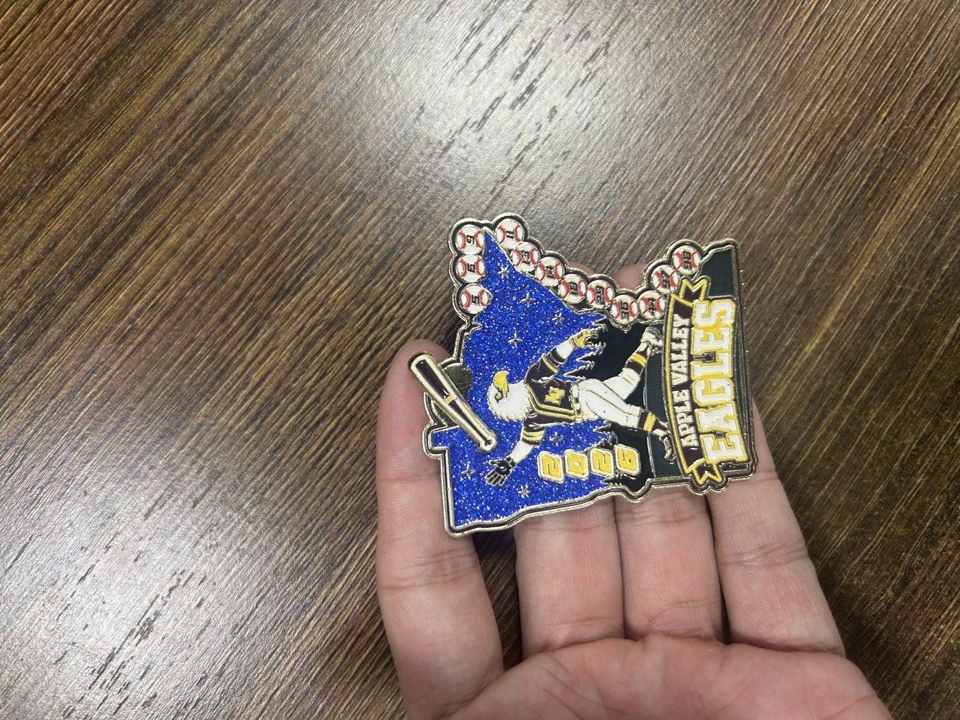 2.0 inch custom baseball trading pin, finished pin, for an Antelope Valley, CA team — The Pin Creator