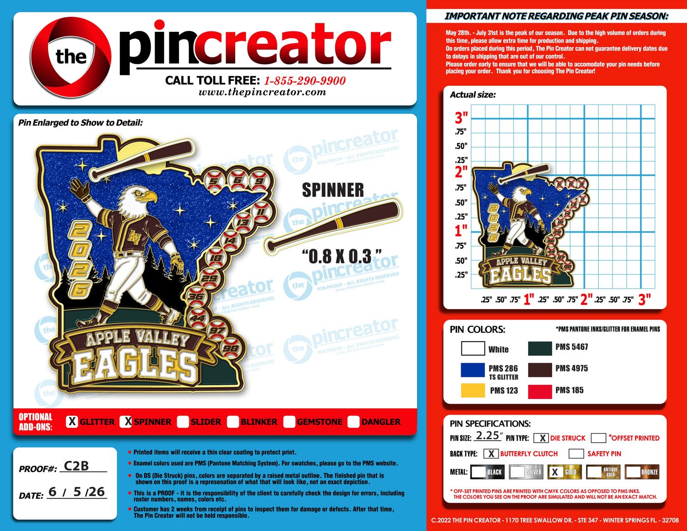 2.0 inch custom baseball trading pin, pin design, for an Antelope Valley, CA team — The Pin Creator