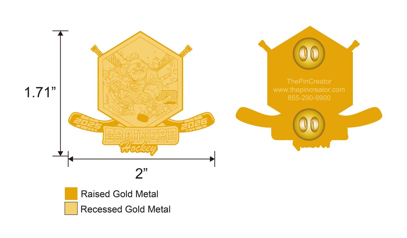 2.0 inch custom hockey trading pin, final artwork, for a Baxter, MN team — The Pin Creator