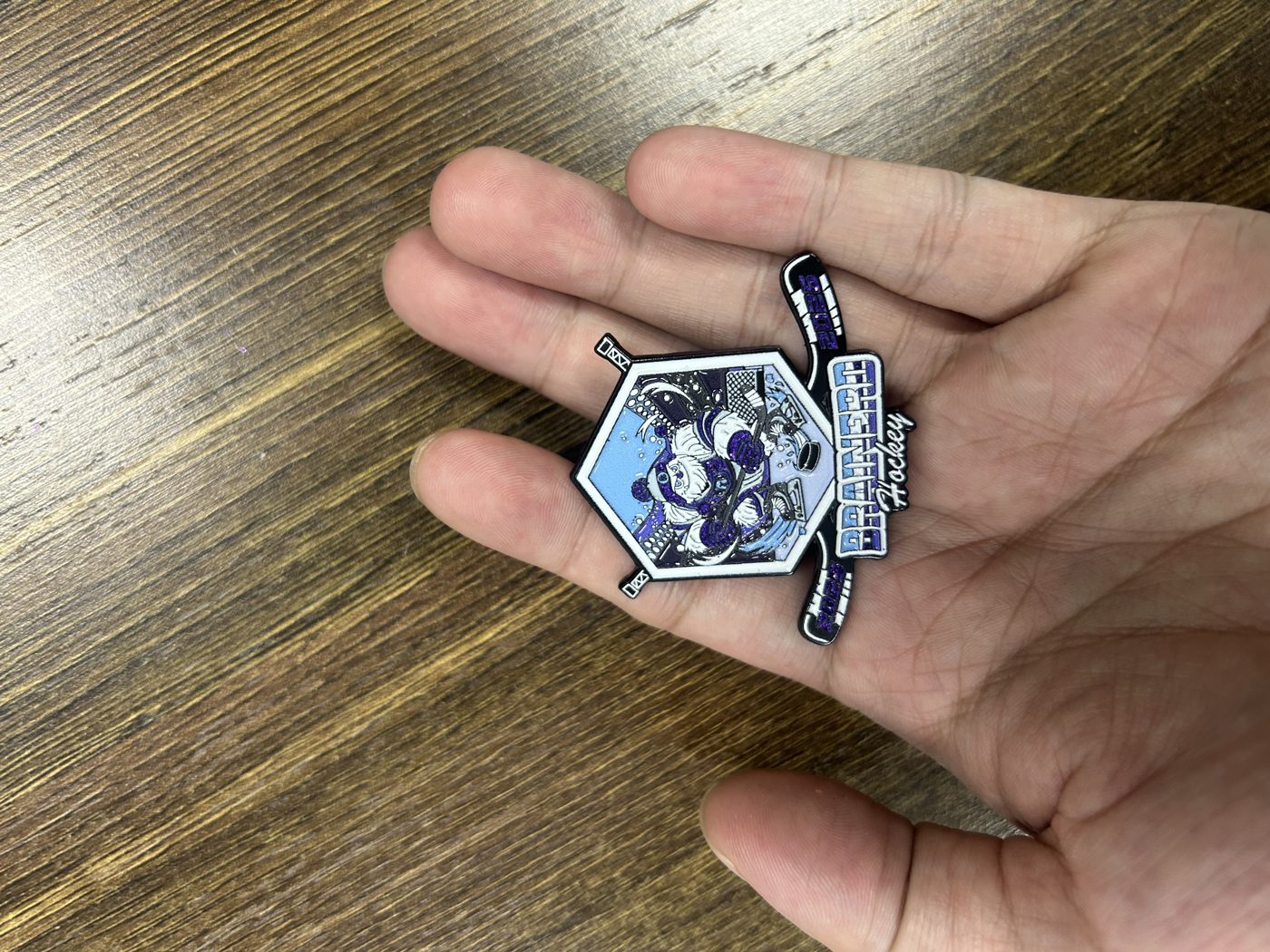 2.0 inch custom hockey trading pin, finished pin, for a Baxter, MN team — The Pin Creator
