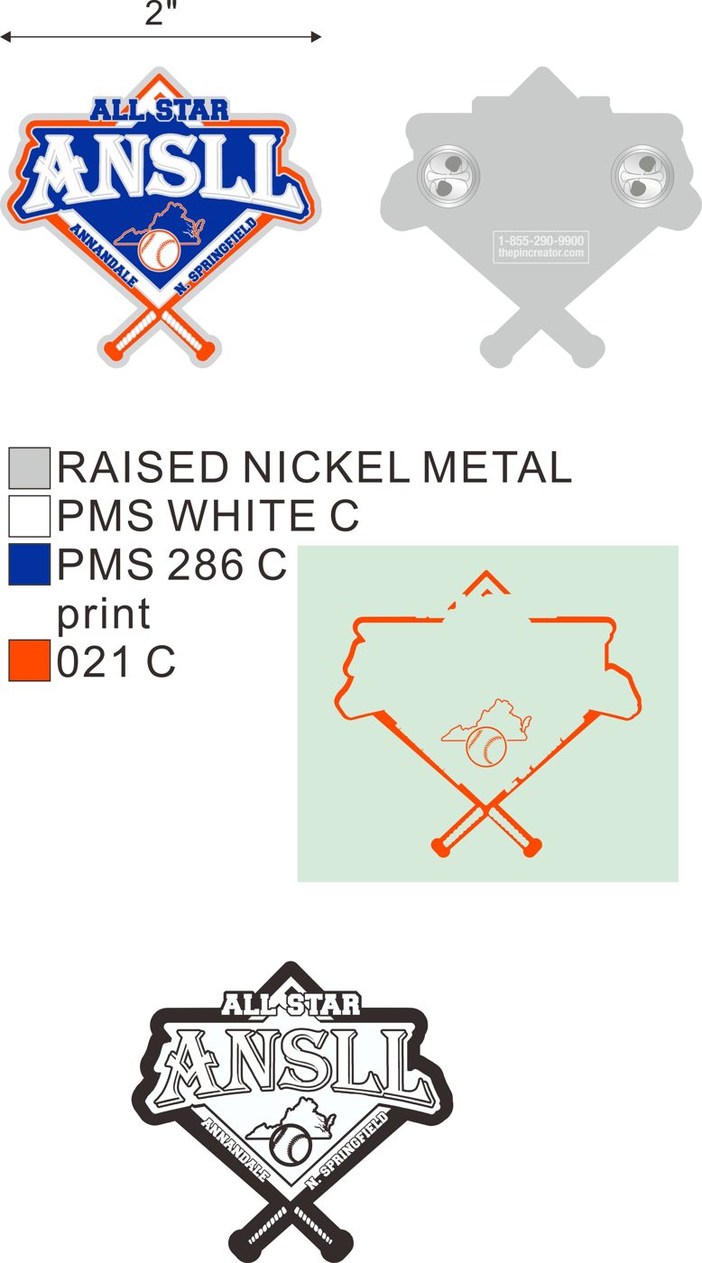 Custom baseball trading pin, final artwork, for a Burke, VA team — The Pin Creator