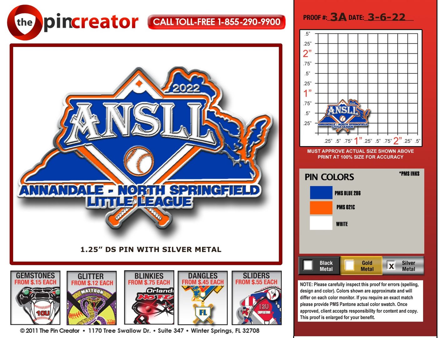 Custom baseball trading pin, proof round 3, for a Burke, VA team — The Pin Creator