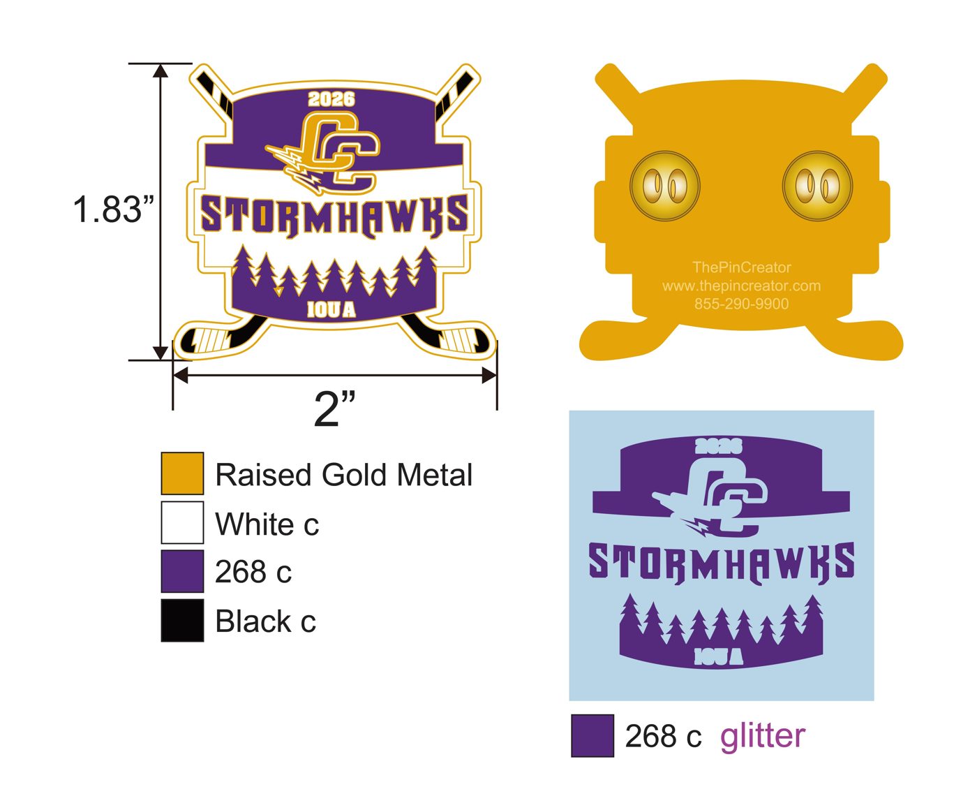 Custom hockey trading pin, final artwork, for a Chaska, MN team — The Pin Creator