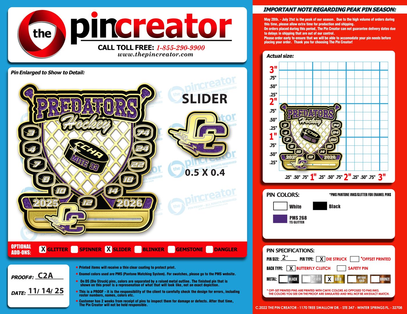 Custom hockey trading pin, pin design, for a Chaska, MN team — The Pin Creator