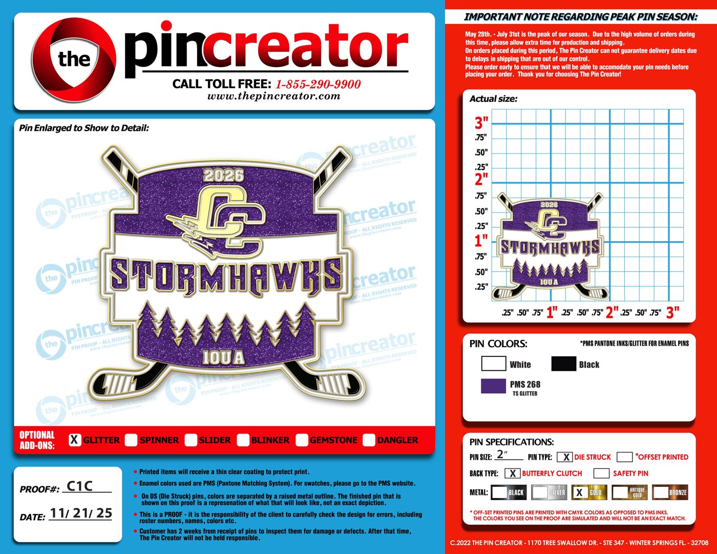 Custom hockey trading pin, pin design, for a Chaska, MN team — The Pin Creator