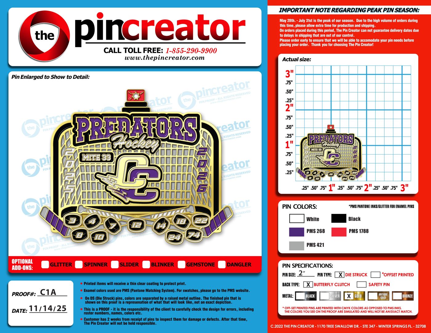 Custom hockey trading pin, pin design, for a Chaska, MN team — The Pin Creator