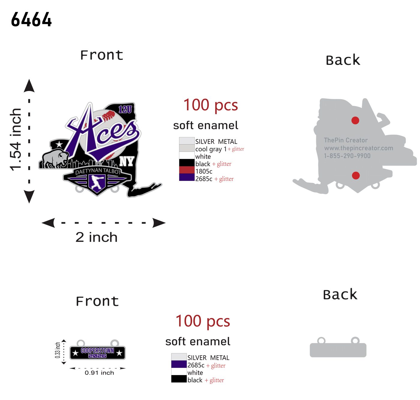 2.0 inch custom baseball trading pin, pin design, for a Killbuck, NY team — The Pin Creator