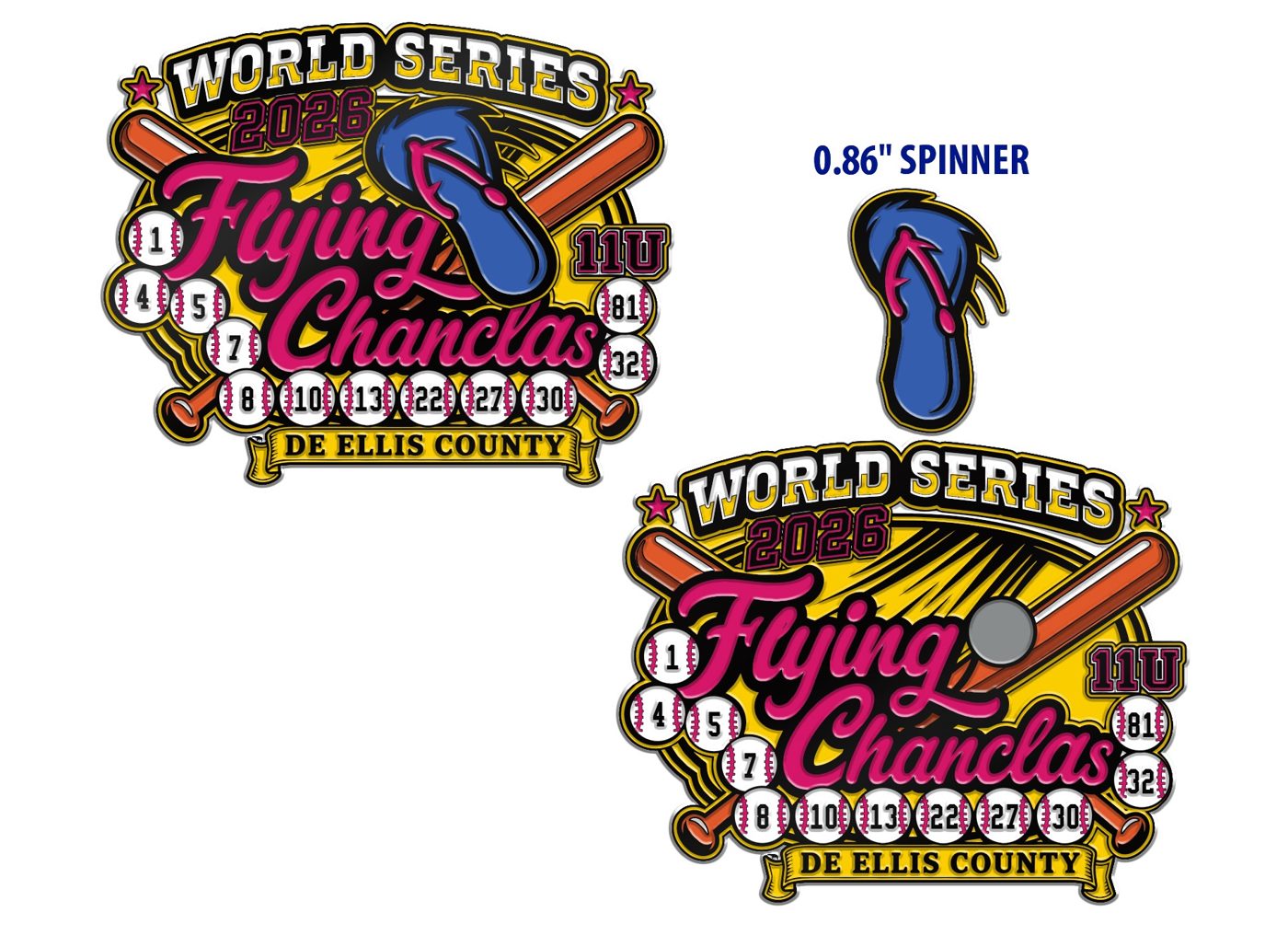 2.0 inch custom baseball trading pin, pin design, for a Waxahachie, TX team — The Pin Creator