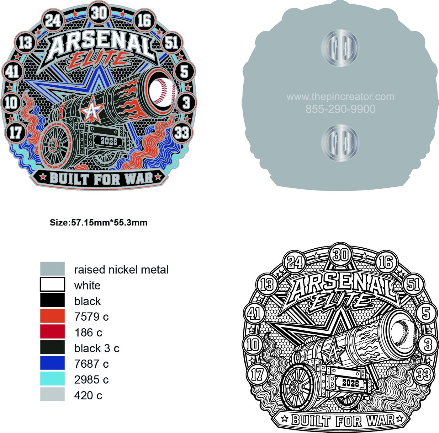 Custom baseball trading pin, pin design, for a Winchester, CA team — The Pin Creator