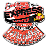 Softball league trading pin for the East Peoria Express