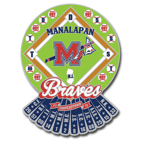 Custom baseball lapel pin for Manalapan Braves