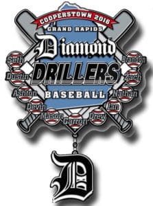 Cooperstown pin with dangle, adds trading power