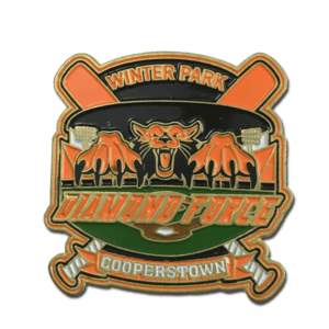 Cooperstown baseball trading pin, custom designed, for team trading power