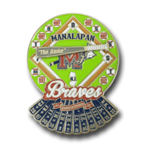 Custom designed, Cooperstown pin, with bat spinner, for trading power