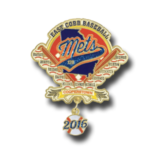 Customized die struck cooperstown pin, with dangler for trading power