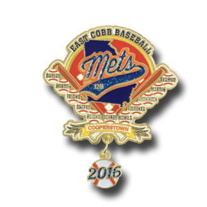 Customized die struck cooperstown pin, with dangler for trading power