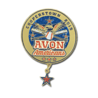 Custom designed, Cooperstown baseball pin, with dangler, for trading power
