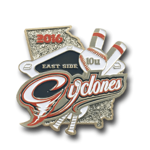 Baseball trading pins, custom sports pins, east side cyclones