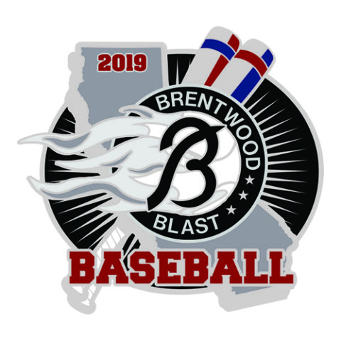 Custom baseball pins, sports pins, team pins, Brentwood blast baseball