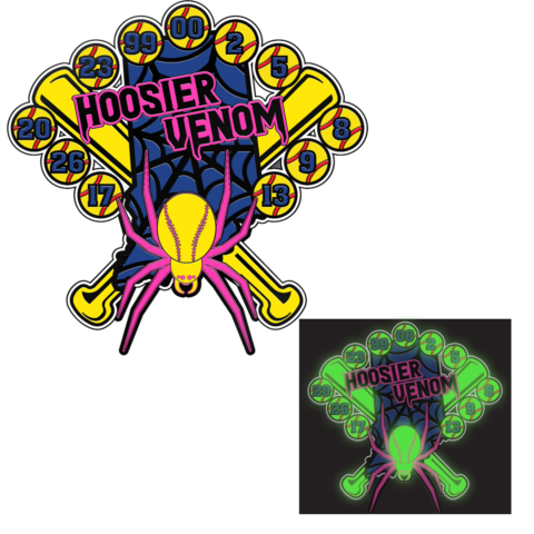 Hoosier venom, custom, glow in the dark, lapel pins