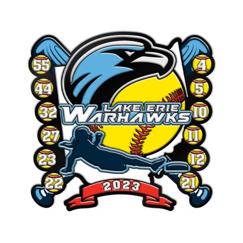 Lake Erie warhawks, softball trading pins, custom pins