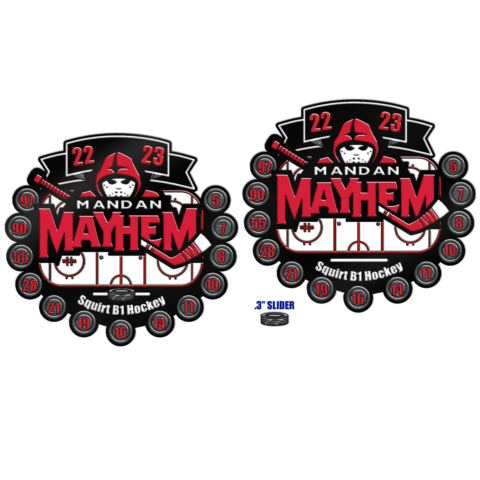 Madan mayhem, custom ice hockey pin