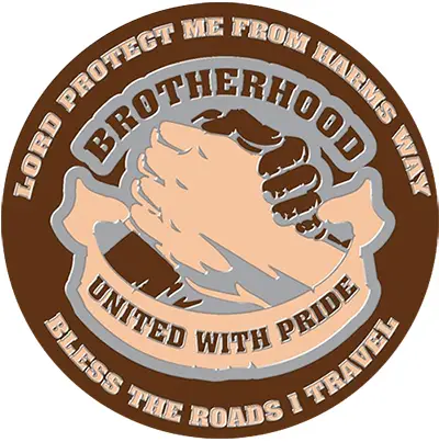 Custom baseball trading pin with handshake, "BROTHERHOOD" text, silkscreen style, perfect for tournaments and teams.